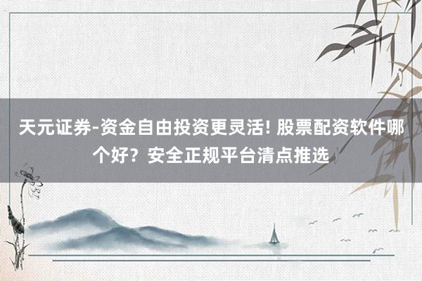 天元证券-资金自由投资更灵活! 股票配资软件哪个好？安全正规平台清点推选