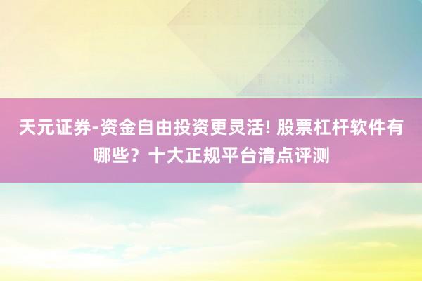 天元证券-资金自由投资更灵活! 股票杠杆软件有哪些？十大正规平台清点评测